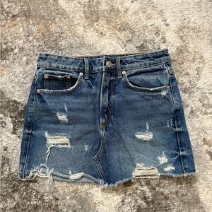 Zara Distressed Denim Mini Skirt